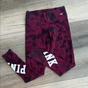 PINK Victoria's Secret Tie-Dye Leggings - Burgundy and Black